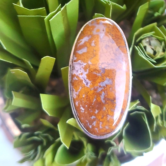 New Overzized Seam Agate 925 Silver Statement Ring. - Picture 4 of 16
